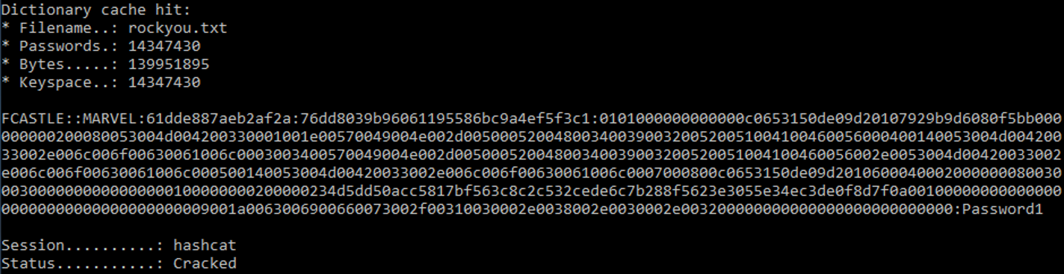 Breaking hash by Hashcat